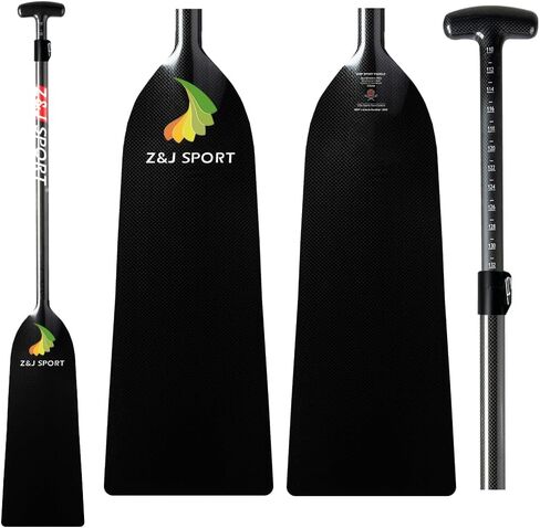 Z&J SPORT Adjustable Dragon Boat Paddle, IDBF Approved Boat Oars, Carbon Fiber Paddle Adjustable T Handle with Adjuster for Dragon Boat Paddler (Range: 43"-52" /110cm-132cm) in Kuwait
