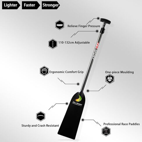 Z&J SPORT Adjustable Dragon Boat Paddle, IDBF Approved Boat Oars, Carbon Fiber Paddle Adjustable T Handle with Adjuster for Dragon Boat Paddler (Range: 43"-52" /110cm-132cm) in Kuwait