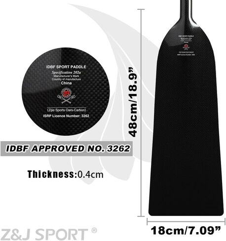 Z&J SPORT Adjustable Dragon Boat Paddle, IDBF Approved Boat Oars, Carbon Fiber Paddle Adjustable T Handle with Adjuster for Dragon Boat Paddler (Range: 43"-52" /110cm-132cm) in Kuwait