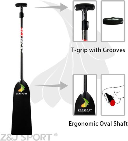 Z&J SPORT Adjustable Dragon Boat Paddle, IDBF Approved Boat Oars, Carbon Fiber Paddle Adjustable T Handle with Adjuster for Dragon Boat Paddler (Range: 43"-52" /110cm-132cm) in Kuwait