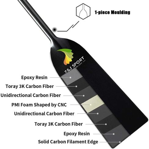 Z&J SPORT Adjustable Dragon Boat Paddle, IDBF Approved Boat Oars, Carbon Fiber Paddle Adjustable T Handle with Adjuster for Dragon Boat Paddler (Range: 43"-52" /110cm-132cm) in Kuwait