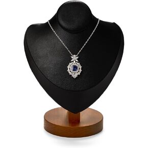 Oirlv Premium Wood Necklace Display Stand Jewelry Showcase Display Bust Chain/Pendant Holder(5.71" W x 7.29" H) (Creamy-white)