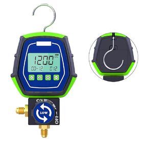 R134a Digital Manifold Gauge Set HVAC for Testing Maintaining Air-Conditioner, Vacuum Pressure Temperature Leakage A/C Refrigeration Tester with Built-in 90 Refrigerants