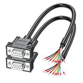 DB9 Connector RS232 Serial Cable,DB9 Female to Bare Wire,D-SUB 9-Pin Connector RS232 to Bare Wire Cable,9 Wire All Provided with Wiring Terminals-Black (5FT) in Kuwait