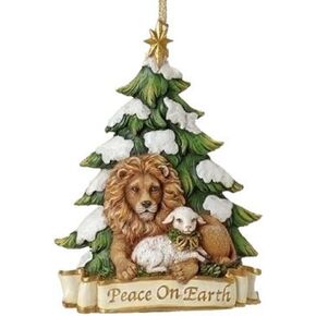 Roman 5.25in Lion and Lamb Ornament Peace On Earth for Christmas