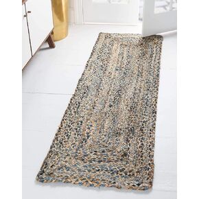 Unique Loom Braided Chindi Collection Casual Modern Blue Oval Rug (4' 0 x 6' 0)
