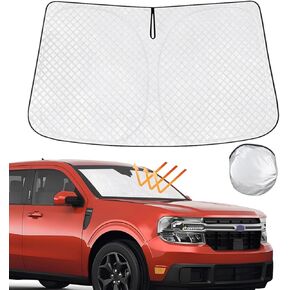 KMF Car Windshield Sun Shade Custom Fit Ford Maverick 2022 2023, [2024 Upgrade] Thicken Front Window Reflector Sunshade with Storage Bags, Foldable Sun Visor Interior Protection Blocks Heat and Sun
