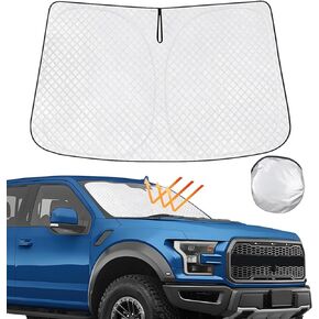 Car Windshield Sun Shade Custom Fit Ford F-150 2015-2020, [2024 Upgrade] Thicken Front Window Reflector Sunshade with Storage Bags, Foldable Sun Visor Interior Protection Blocks Heat and Sun