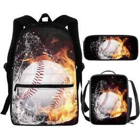 Coldinair Elementary Middle School Bag for Boys,Soccer Backpack Set with Pencil Case Portable Lunch Box Container for Kids,Teen College Students School Backpack Lightweight Daypack