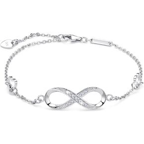 EVERU Infinity Bracelets/Anklets for Women,Sterling Silver Heart Bracelets/Anklets for Girlfriend,Mother's Day,Christmas Gifts