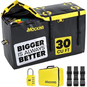 Mockins Cargo Carrier 30 Cu Ft Waterproof Cargo Bag for Hitch Carrier | 60"x36"x24" Soft Sided Heavy Duty Waterproof Luggage Bag for Truck Bed Storage | Rear Hitch Cargo Carrier Bag | Vinyl Cargo Case