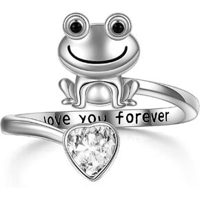 POPLYKE Frog/Wolf/Dragonfly/Hummingbird/Fox/Elephant/Panda Rings for Women 925 Sterling Silver Anxiety Rings Open Rings Jewelry