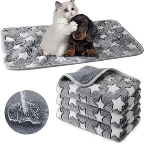Tranqun 4 Pcs Waterproof Dog Puppies Cat Blankets Bed Mat Washable Crate Kennel Whelping Pads Reusable Pet Pee Pad Soft Reversible Pet Training Pads Sleep Floor Mat Guinea Pig Liner