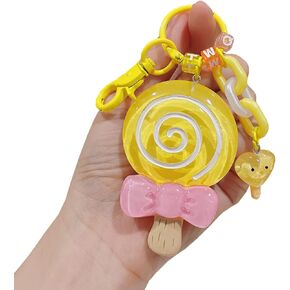 ICI-Rencontrer Cute Lollipop Backpack Car Key Pendant Kids Girls Women Handbag Wallet Resin Keychain