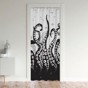 Erosebridal Octopus Door Curtain,Tentacles Blackout Curtain,Sea Animal Underwater World Doorway Curtain for Kitchen,Halloween Gothic Door Drape for Bedroom,Black White 34" W X 80" L
