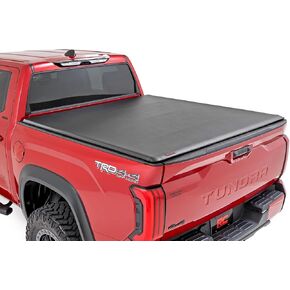 Rough Country Soft Roll-Up Truck Bed Cover, Truck Tonneau Covers for Toyota Tundra (2022-2024) - 5'7 Weather-Resistant, Soft Roll-Up Tundra Bed Cover