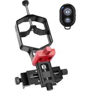 3-Axis Telescope Phone Adapter, CNC Aluminum High-Precision Photo Adapter Fits All Smartphone, XYZ-Axis Phone Mount for Binocular, Monocular, Microscope (JIOZOR（with Shutter Remote）)