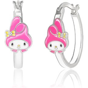 Hello Kitty Sanrio Kuromi Womens Hoop Earrings - Silver Plated Kuromi Earrings Officially Licensed