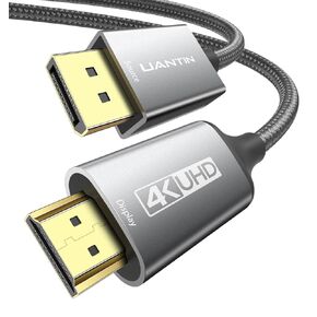 4K DisplayPort إلى كابل HDMI 3 قدم | 1080P @ 120 هرتز، 1440P / 2K @ 60 هرتز أحادي الاتجاه DP إلى HDMI ذكر منفذ عرض سلك مضفر إلى كابل HDMI لسطح المكتب، Dell، Lenovo، ThinkPad، HP، AMD، NVIDIA