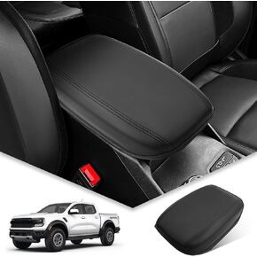 BIBIBO for 2024 Ford Ranger Center Console Cover 2023 2024 2024 Ford Ranger (XL/XLT/Lariat/Raptor®) Arm Rest Cover,2024 Ranger Arm Rest Pad Seat Box Cover,2024 Ford Ranger Accessories (Black-a)