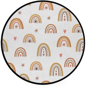 Hapuxt 36.2 Inch Round Area Rugs Indoor Ultra Soft Super Water Absorption Comfortable Entrance Mats for Living Room Bedroom Kid's Room Nursery Kitchen Boho Rainbow Pastel Kids Style