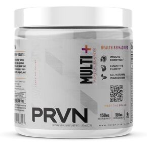 PRVN Performance Multi+ Greens, Probiotic, Ashwagandha, Lions Mane & MCT Powder - Energy & Mental Boost, 30 Serv (Orange Cream)