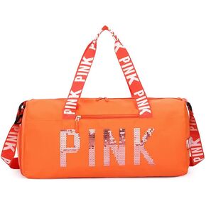 Geruiwen Large Duffle Bag For Women, Sports Duffel Bag for Gym with Wet Pocket & Shoe Compartment, Overnight Weekender Travel Bag (Rose Pink)