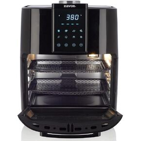 Zavor Crunch 12 Qt Air Fryer Dehydrator Combo with Rotisserie, Toaster Oven, Grill, Roaster & Convection Oven Functions | 8 Presets, Large Capacity, Accessories & Recipe eBook, Black