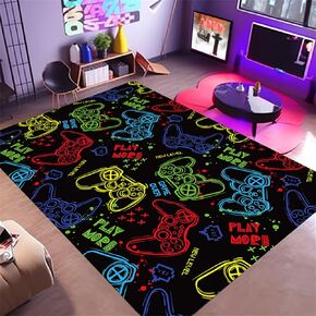 Gaming Rug for Boys Room,3'x5' Non Slip Cool Colorful Gamer Rug,3D Printed Video Game Rug for Living Room Bedroom Gaming Room Decor