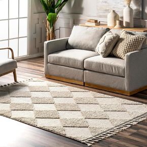 nuLOOM Marissa Trellis 7x9 Area Rug for Living Room Bedroom Dining Room Kitchen, Beige/Ivory