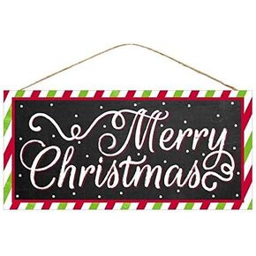 Craig Bachman 12" Wooden Sign: Red/Green Merry Christmas - Red White Green Decorative Merry Christmas Wood Wall Door Hanger Ornament Sign