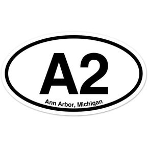 A2 Ann Arbor Michigan Oval Vinyl Car Bumper Window Sticker 3" x 2"