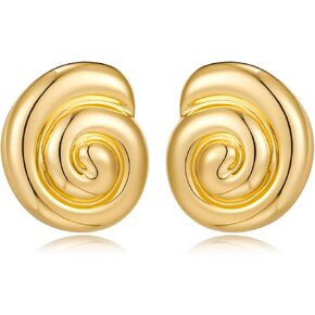 MUYAN Gold Ocean Conch Earrings for Women Fashion Spiral Shell Stud Earrings Beach Jewelry
