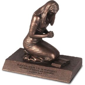 Lighthouse Christian Products Mujer Rezando (Praying Woman) Bronzelike Finish 4.5 x 2.75 Cast Stone Sculpture