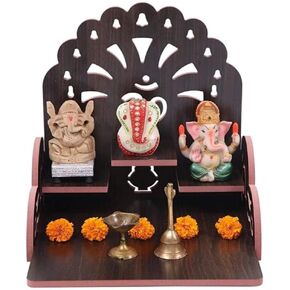4ourFaith Wooden Wall Mounted Hanging Puja Temple|God Stand for Pooja Room Mandir| Devghar Stand Temple| Home Temple|Table Top Mandir |Home Wall Temple Waterproof