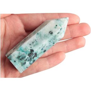 1Pcs 70-80mm Natural Chrysocolla Obelisk Tower Point Crystal Healing