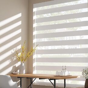Cordless Zebra Blinds for Windows Light Filtering Sheer Shades, for Windows Size (51" W × 72" H) Color (White)
