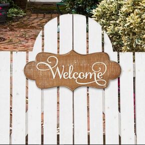 Hanging Farmhouse Outdoor Welcome Sign for Front Door 16 Inches, Distressed Finish Rustic Christmas Welcome Sign for Front Porch, Wooden Thanksgiving Welcome Sign for Entryway Wall Decor