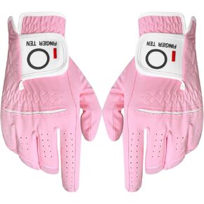 FINGER TEN Womens Ladies Golf Rain Gloves Pair Both Hand or 2 Pack Left Right Hand, Wet Hot Cool Grip, Fit Small Medium Large XL