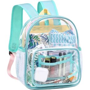 Clear Mini Backpack Stadium Approved TPU 12X12X6 Heavy Duty Transparent Backpacks Book Bag for Teens Girls Women Concerts, Sporting Event, Travel, Work, School, Security- Lavender
