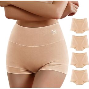 MEIYATING Women's Boyshorts Underwear High Waisted Panties Cotton Boxer Briefs Plus Size 4 Pack