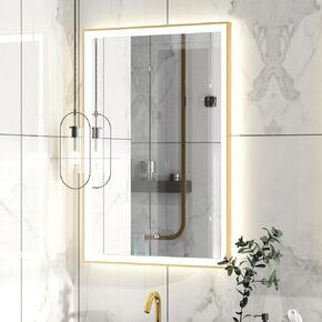 36" x 24" LED Bathroom Mirror with Lights, Bronze Framed Bathroom Vanity Mirror for Wall, Dimmable LED Vanity Mirror with Front and Backlit, Aluminum Alloy Frame, Smart Sensor, ETL Listed