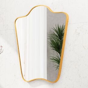 Irregular Wall Mirror 23.6"x 30" Asymmetrical Mirror Gold Metal Frame for Living Room Bedroom Entryway Bathroom Decoration