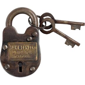 Artisan Owl Cast Iron San Quentin Prison Padlock Lock with Keys