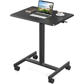 Sweetcrispy Small Mobile Rolling Standing Desk - Overbed Table, Teacher Podium with Wheels, Adjustable Work Table, Rolling Desk Laptop Computer Cart for Home, Office, Classroom
