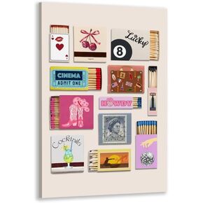 أزرق فاتح Preppy Matchbox جدار الفن يطبع العصرية الحياة الساحلية ملصق ملصق غير تقليدي ديكور غرفة جرلي المحيط ملصقات كتاب الثقاب ديكور غرفة النوم 8x12 بوصة غير مؤطرة