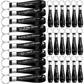 30 Pcs Inspirational Christian Keychains Bulk Bible Verse Silicone Keychains Religious Key Rings for Employee Staff Coworkers Church Christmas Party Favors(Colorful)