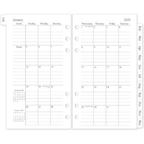 2025 Monthly Planner Refill, Planner Inserts for 7 Ring, 12 Monthly Calendars with Monthly Tabs, 5.5" x 8.5", 7-Hole Punched