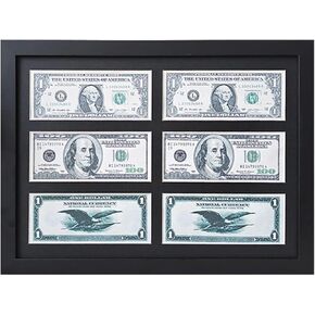 Tabletop Picture Frame,Multi Picture Frame,Dollar Bill Frame,Dollar Bill Frame Display, Black First Dollar Frame,15.3x11.4 Inch Black Dollar Bill Frame with Matte. Desktop and Wall Mounted.