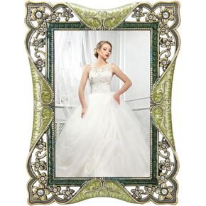 Gold 5x7 Picture Frame Decor Ornate White Floral Photo Frames with High Definition Glass Front, Art Decor Tabletop Display, Gifts Ideas for Women, Horizontally & Vertically